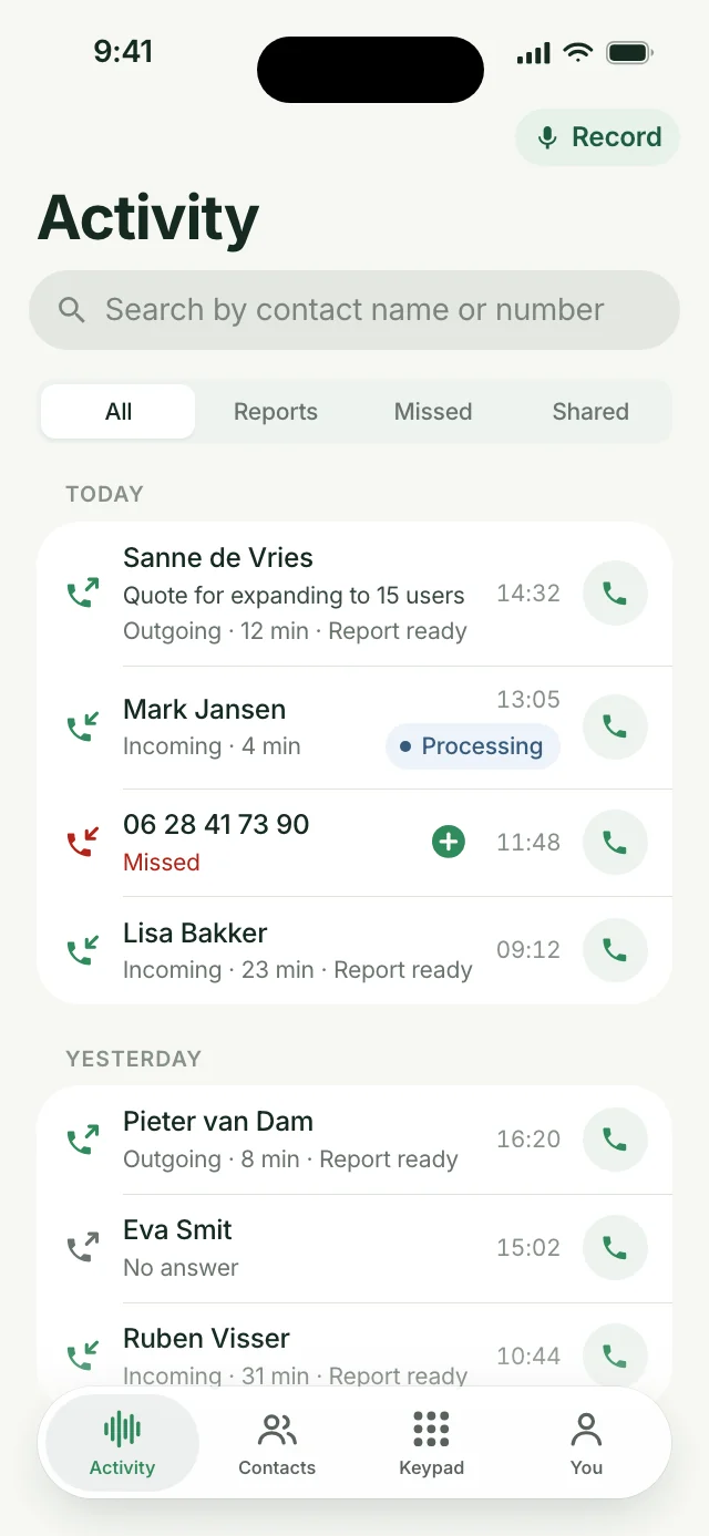 The list of debriefs in the Ajora app