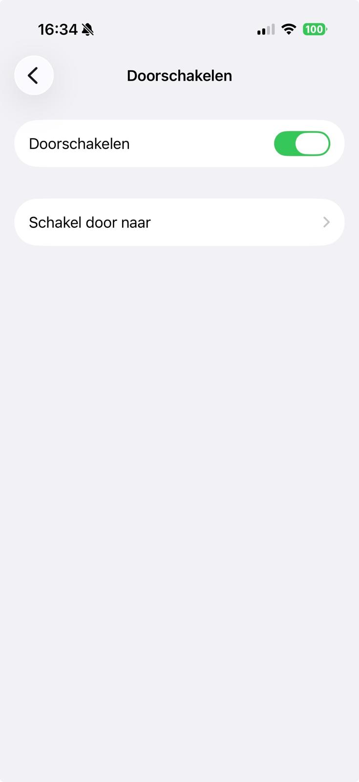 iPhone-instellingen met de schakelaar voor doorschakelen