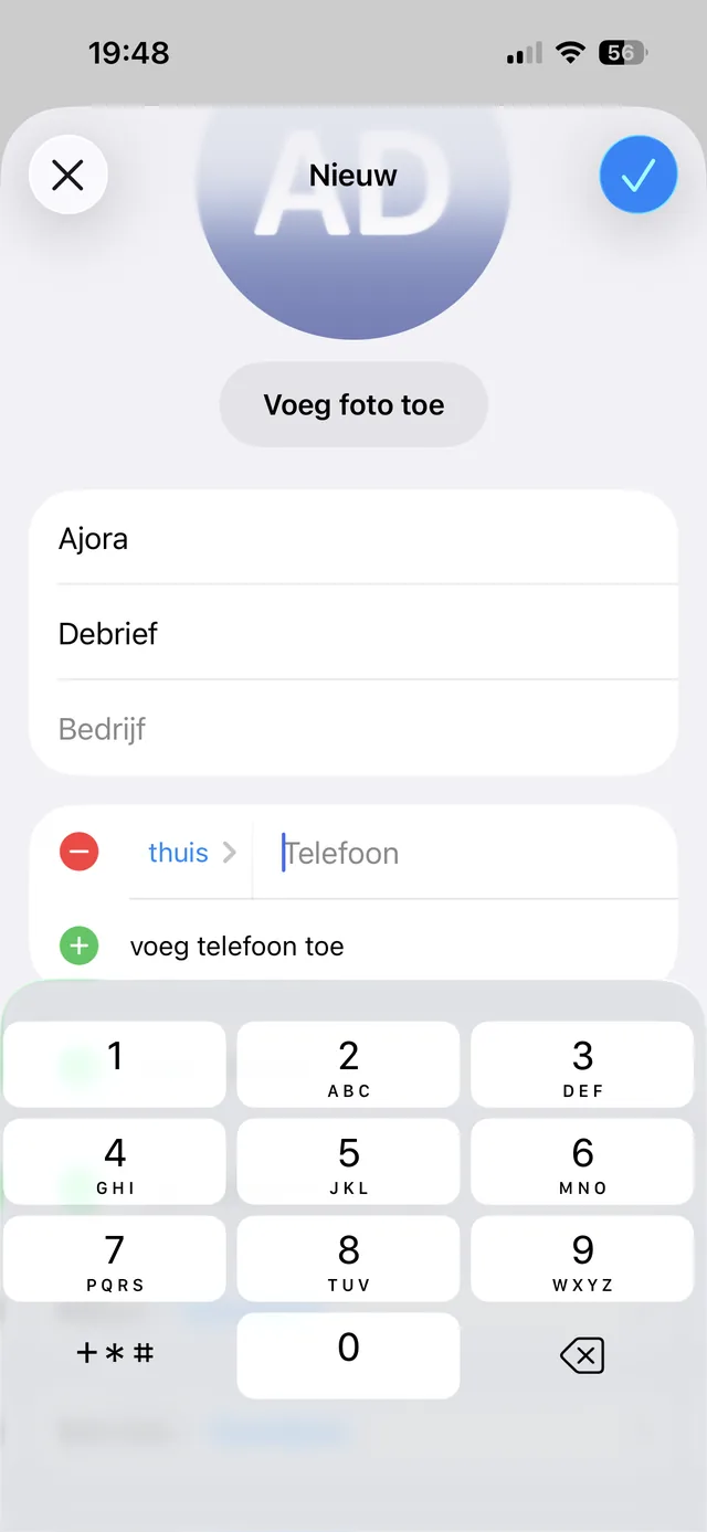 Contactgegevens invullen voor Ajora
