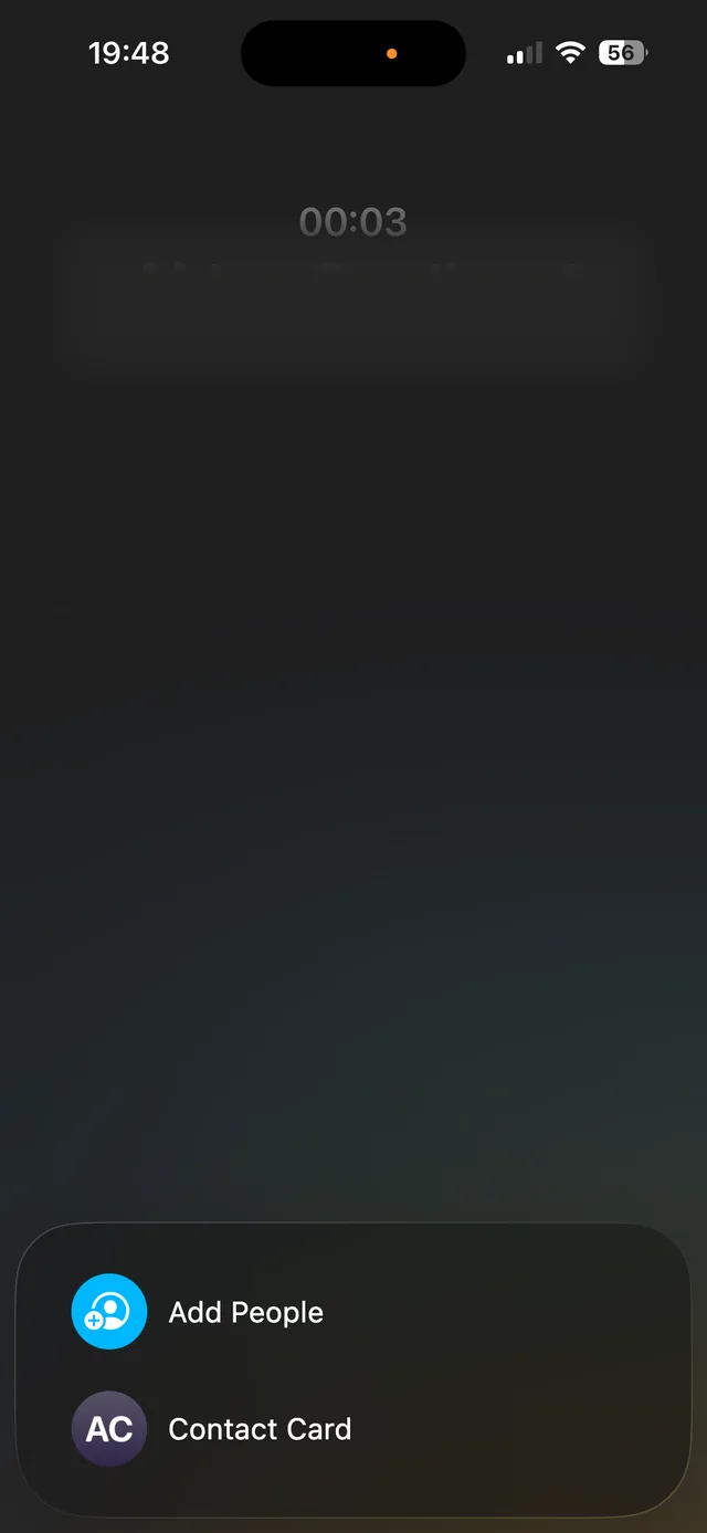 Menu button "Add call" after tapping the three dots