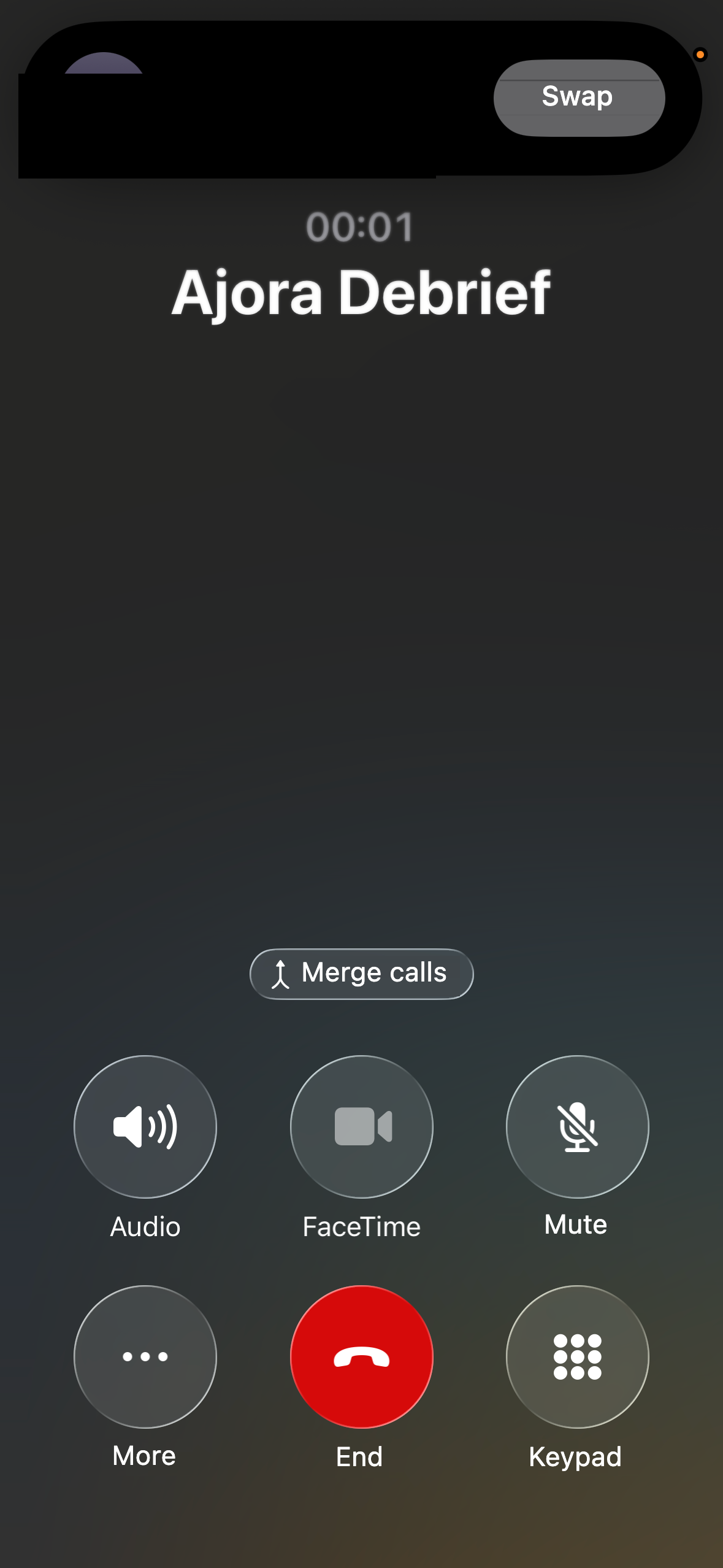 Button "Merge calls" to add Ajora