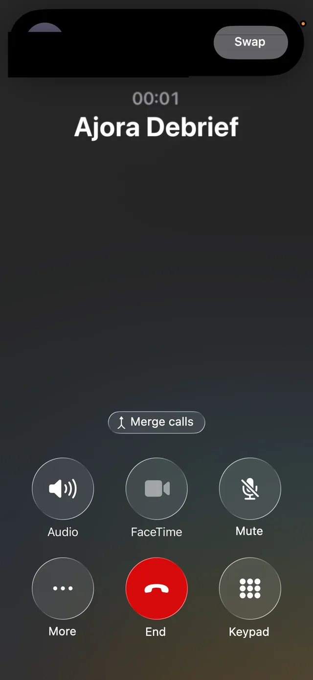 Button "Merge calls" to add Ajora