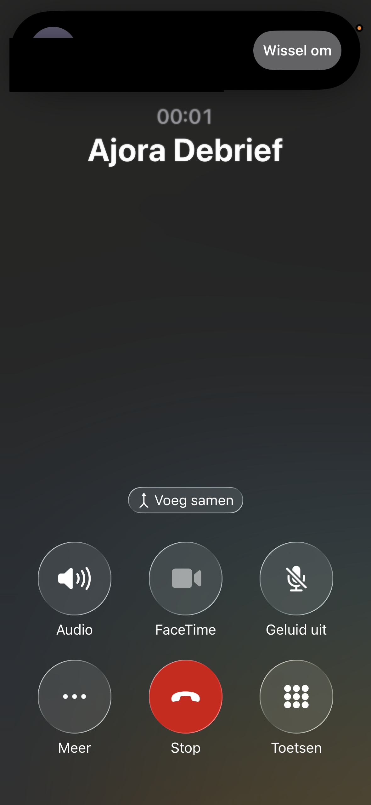 Knop "Voeg samen" om Ajora toe te voegen