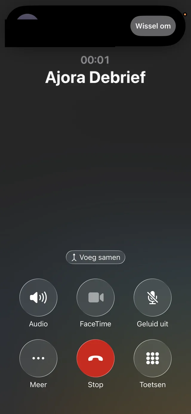 Knop "Voeg samen" om Ajora toe te voegen