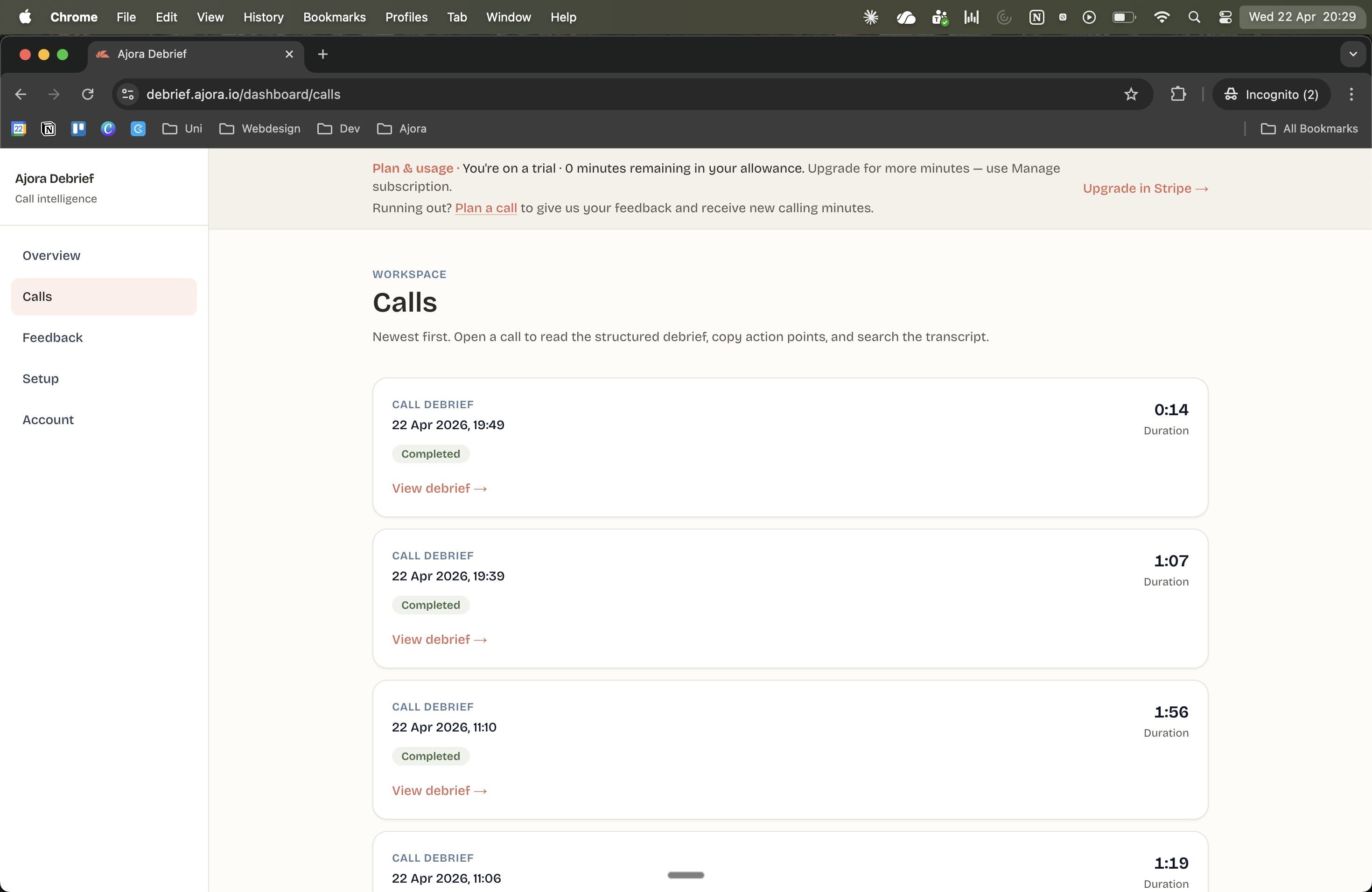 Overview of calls