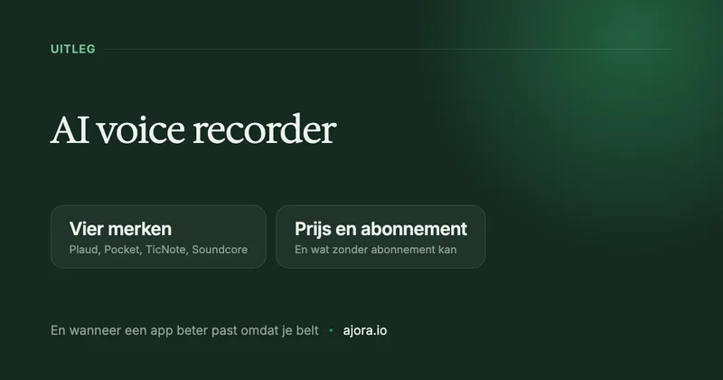 AI voice recorder: Plaud, Pocket, TicNote en Soundcore naast elkaar