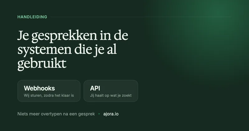 Je gesprekken automatisch in de systemen die je al gebruikt, met de Ajora API en webhooks